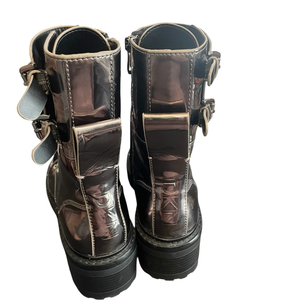 DKNY Metallic Silver Combat Boots - Picture 2 of 7